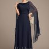 Mother of the Bride Dresses | A-line Scoop Floor-Length Chiffon Mother of the Bride Dress With Bow Pleated As Picture – Womens