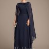 Mother of the Bride Dresses | A-line Scoop Floor-Length Chiffon Mother of the Bride Dress With Bow Pleated As Picture – Womens