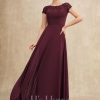 Mother of the Bride Dresses | A-line Scoop Floor-Length Chiffon Mother of the Bride Dress With Pleated Appliques Lace Cabernet – Womens