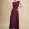 Mother of the Bride Dresses | A-line Scoop Floor-Length Chiffon Mother of the Bride Dress With Pleated Appliques Lace Cabernet – Womens