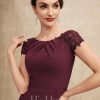 Mother of the Bride Dresses | A-line Scoop Floor-Length Chiffon Mother of the Bride Dress With Pleated Appliques Lace Cabernet – Womens