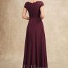 Mother of the Bride Dresses | A-line Scoop Floor-Length Chiffon Mother of the Bride Dress With Pleated Appliques Lace Cabernet – Womens