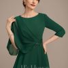 Mother of the Bride Dresses | A-line Scoop Floor-Length Chiffon Mother of the Bride Dress With Pleated Beading Dark Green – Womens