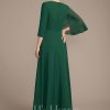 Mother of the Bride Dresses | A-line Scoop Floor-Length Chiffon Mother of the Bride Dress With Pleated Beading Dark Green – Womens