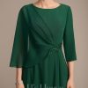 Mother of the Bride Dresses | A-line Scoop Floor-Length Chiffon Mother of the Bride Dress With Pleated Beading Dark Green – Womens