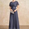 Mother of the Bride Dresses | A-line Scoop Floor-Length Chiffon Mother of the Bride Dress With Pleated Beading Stormy – Womens