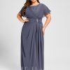 Mother of the Bride Dresses | A-line Scoop Floor-Length Chiffon Mother of the Bride Dress With Pleated Beading Stormy – Womens