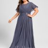 Mother of the Bride Dresses | A-line Scoop Floor-Length Chiffon Mother of the Bride Dress With Pleated Beading Stormy – Womens