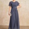 Mother of the Bride Dresses | A-line Scoop Floor-Length Chiffon Mother of the Bride Dress With Pleated Beading Stormy – Womens