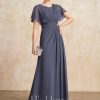 Mother of the Bride Dresses | A-line Scoop Floor-Length Chiffon Mother of the Bride Dress With Pleated Beading Stormy – Womens