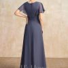 Mother of the Bride Dresses | A-line Scoop Floor-Length Chiffon Mother of the Bride Dress With Pleated Beading Stormy – Womens