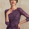 Mother of the Bride Dresses | A-line Scoop Floor-Length Lace Chiffon Mother of the Bride Dress With Sequins Grape – Womens