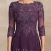 Mother of the Bride Dresses | A-line Scoop Floor-Length Lace Chiffon Mother of the Bride Dress With Sequins Grape – Womens