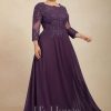 Mother of the Bride Dresses | A-line Scoop Floor-Length Lace Chiffon Mother of the Bride Dress With Sequins Grape – Womens