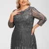 Mother of the Bride Dresses | A-line Scoop Floor-Length Lace Mother of the Bride Dress With Sequins Steel Grey – Womens