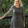 Mother of the Bride Dresses | A-line Scoop Floor-Length Lace Mother of the Bride Dress With Sequins Steel Grey – Womens