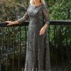 Mother of the Bride Dresses | A-line Scoop Floor-Length Lace Mother of the Bride Dress With Sequins Steel Grey – Womens