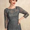 Mother of the Bride Dresses | A-line Scoop Floor-Length Lace Mother of the Bride Dress With Sequins Steel Grey – Womens