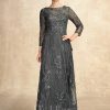 Mother of the Bride Dresses | A-line Scoop Floor-Length Lace Mother of the Bride Dress With Sequins Steel Grey – Womens