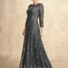 Mother of the Bride Dresses | A-line Scoop Floor-Length Lace Mother of the Bride Dress With Sequins Steel Grey – Womens