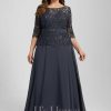 Mother of the Bride Dresses | A-line Scoop Illusion Ankle-Length Chiffon Lace Mother of the Bride Dress With Rhinestone Beading As Picture – Womens