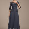 Mother of the Bride Dresses | A-line Scoop Illusion Ankle-Length Chiffon Lace Mother of the Bride Dress With Rhinestone Beading As Picture – Womens