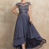 Mother of the Bride Dresses | A-line Scoop Illusion Asymmetrical Chiffon Lace Mother of the Bride Dress With Beading Stormy – Womens