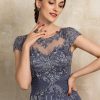 Mother of the Bride Dresses | A-line Scoop Illusion Asymmetrical Chiffon Lace Mother of the Bride Dress With Beading Stormy – Womens