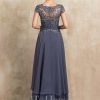 Mother of the Bride Dresses | A-line Scoop Illusion Asymmetrical Chiffon Lace Mother of the Bride Dress With Beading Stormy – Womens