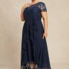 Mother of the Bride Dresses | A-line Scoop Illusion Asymmetrical Chiffon Lace Mother of the Bride Dress With Bow Ruffle Sequins As Picture – Womens