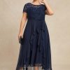 Mother of the Bride Dresses | A-line Scoop Illusion Asymmetrical Chiffon Lace Mother of the Bride Dress With Bow Ruffle Sequins As Picture – Womens