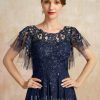 Mother of the Bride Dresses | A-line Scoop Illusion Asymmetrical Lace Chiffon Mother of the Bride Dress With Sequins As Picture – Womens