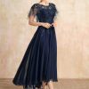 Mother of the Bride Dresses | A-line Scoop Illusion Asymmetrical Lace Chiffon Mother of the Bride Dress With Sequins As Picture – Womens