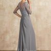 Mother of the Bride Dresses | A-line Scoop Illusion Floor-Length Chiffon Lace Mother of the Bride Dress With Beading Sequins Cascading Ruffles As Picture – Womens