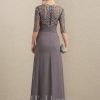 Mother of the Bride Dresses | A-line Scoop Illusion Floor-Length Chiffon Lace Mother of the Bride Dress With Pleated Sequins Beading As Picture – Womens