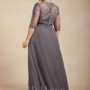 Mother of the Bride Dresses | A-line Scoop Illusion Floor-Length Chiffon Lace Mother of the Bride Dress With Pleated Sequins Beading As Picture – Womens