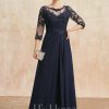 Mother of the Bride Dresses | A-line Scoop Illusion Floor-Length Lace Chiffon Mother of the Bride Dress With Pleated Sequins As Picture – Womens