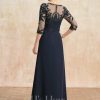 Mother of the Bride Dresses | A-line Scoop Illusion Floor-Length Lace Chiffon Mother of the Bride Dress With Pleated Sequins As Picture – Womens