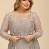 Mother of the Bride Dresses | A-line Scoop Illusion Floor-Length Lace Chiffon Mother of the Bride Dress With Sequins Taupe – Womens