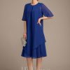 Mother of the Bride Dresses | A-line Scoop Knee-Length Chiffon Mother of the Bride Dress As Picture – Womens