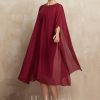 Mother of the Bride Dresses | A-line Scoop Knee-Length Chiffon Mother of the Bride Dress With Sequins Beading Burgundy – Womens