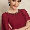 Mother of the Bride Dresses | A-line Scoop Knee-Length Chiffon Mother of the Bride Dress With Sequins Beading Burgundy – Womens