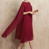 Mother of the Bride Dresses | A-line Scoop Knee-Length Chiffon Mother of the Bride Dress With Sequins Beading Burgundy – Womens