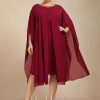 Mother of the Bride Dresses | A-line Scoop Knee-Length Chiffon Mother of the Bride Dress With Sequins Beading Burgundy – Womens