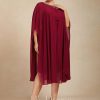 Mother of the Bride Dresses | A-line Scoop Knee-Length Chiffon Mother of the Bride Dress With Sequins Beading Burgundy – Womens