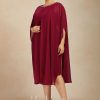 Mother of the Bride Dresses | A-line Scoop Knee-Length Chiffon Mother of the Bride Dress With Sequins Beading Burgundy – Womens