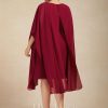 Mother of the Bride Dresses | A-line Scoop Knee-Length Chiffon Mother of the Bride Dress With Sequins Beading Burgundy – Womens