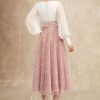 Mother of the Bride Dresses | A-line Scoop Tea-Length Chiffon Lace Mother of the Bride Dress With Pleated Sequins Beading Dusty Rose – Womens