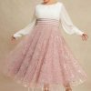 Mother of the Bride Dresses | A-line Scoop Tea-Length Chiffon Lace Mother of the Bride Dress With Pleated Sequins Beading Dusty Rose – Womens