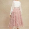 Mother of the Bride Dresses | A-line Scoop Tea-Length Chiffon Lace Mother of the Bride Dress With Pleated Sequins Beading Dusty Rose – Womens